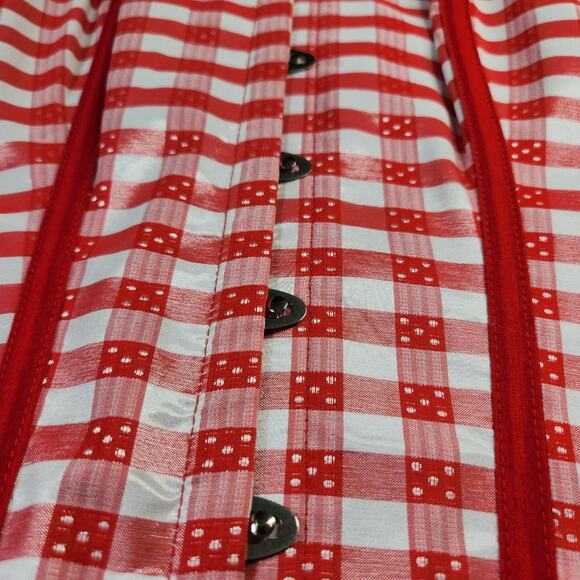 Living Dead Souls gingham halter corset top red & white size XL - Picture 5 of 11